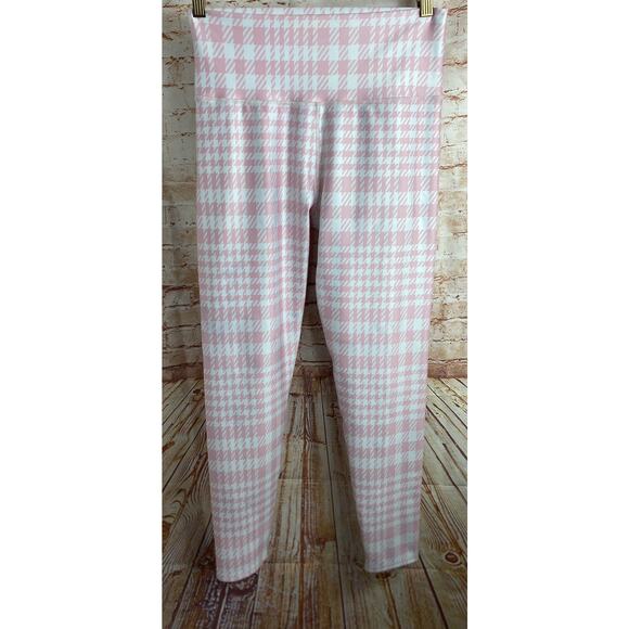 ONA By Yoon Chung Pink Houndstooth Activewear Leggings Sz L High-Rise 26" Inseam - Picture 9 of 9